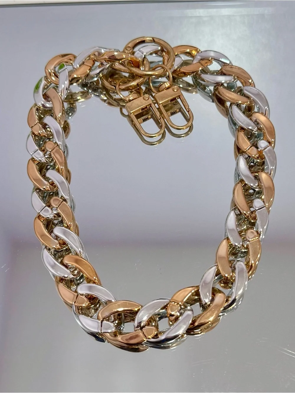 New Two-Tone Gold & Silver Bag Chain 18 inches